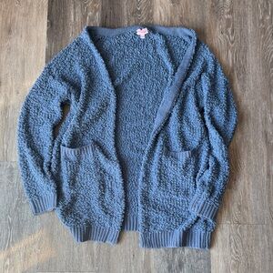 Pulse Dusty Blue Popcorn Knit Open-Front Cardigan